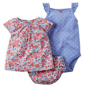 New Carter's Set 3pc Dress onesie flowers baby